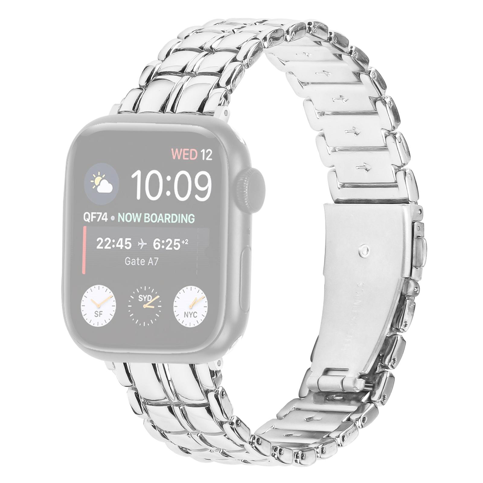 

For Apple Watch Series 10 46mm/Ultra 2 Ultra 49mm/Series 9 8 7 45mm/6 5 4 SE (2023) SE (2022) SE 44mm/3 2 1 42mm Metal Watch Band Wrist Strap Silver