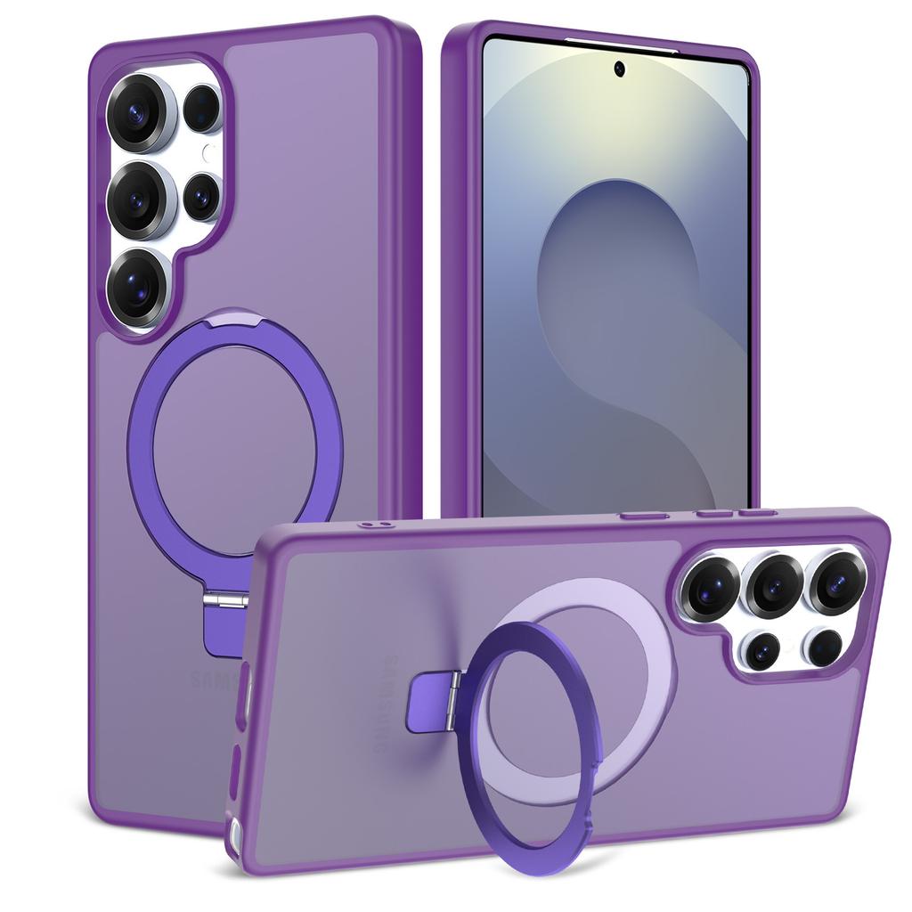 For Samsung S25edge Frosted Semi Transparent Stand Phone Case 2-in-1 Magnetic 24Ultra Phone Case