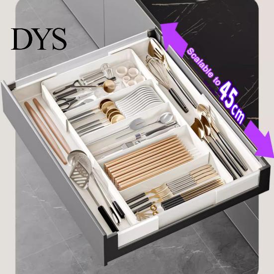 Kitchen Drawer Divider Telescopic Tableware Storage Box Classification Organization Expandable Large Capacity Multi Space-saving Utensil Holder