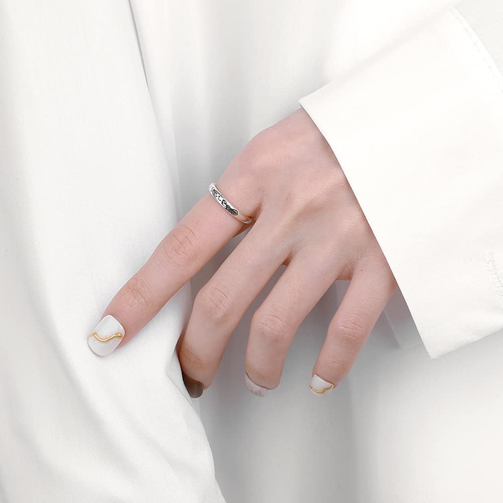 Free Smiling Face Pure Adjustable New Accessory [Rockyu] Ring, Size, Women's, Brand, Smile, English, Initial, Ring, Fine, Silver, Hypoallergenic,