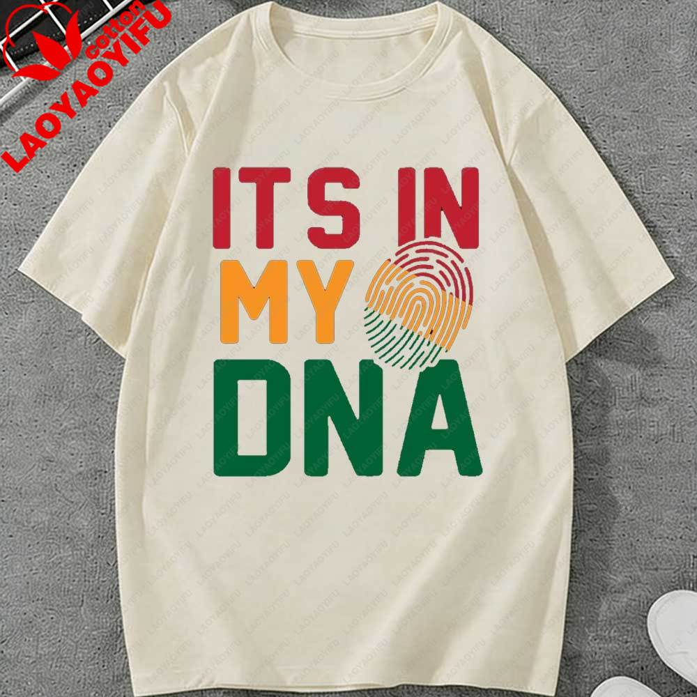 Juneteenth Es liegt in meiner DNA T-Shirt für Unisex Damen Afrikanischer Fingerabdruck Grafik T-Shirt Kurzarm Baumwoll Tops für den Juneteenth Feiertag