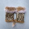 Plush Warm Fingerless Mittens Thicken Wrist Warmers Fashion Leopard Print Gloves  Christmas