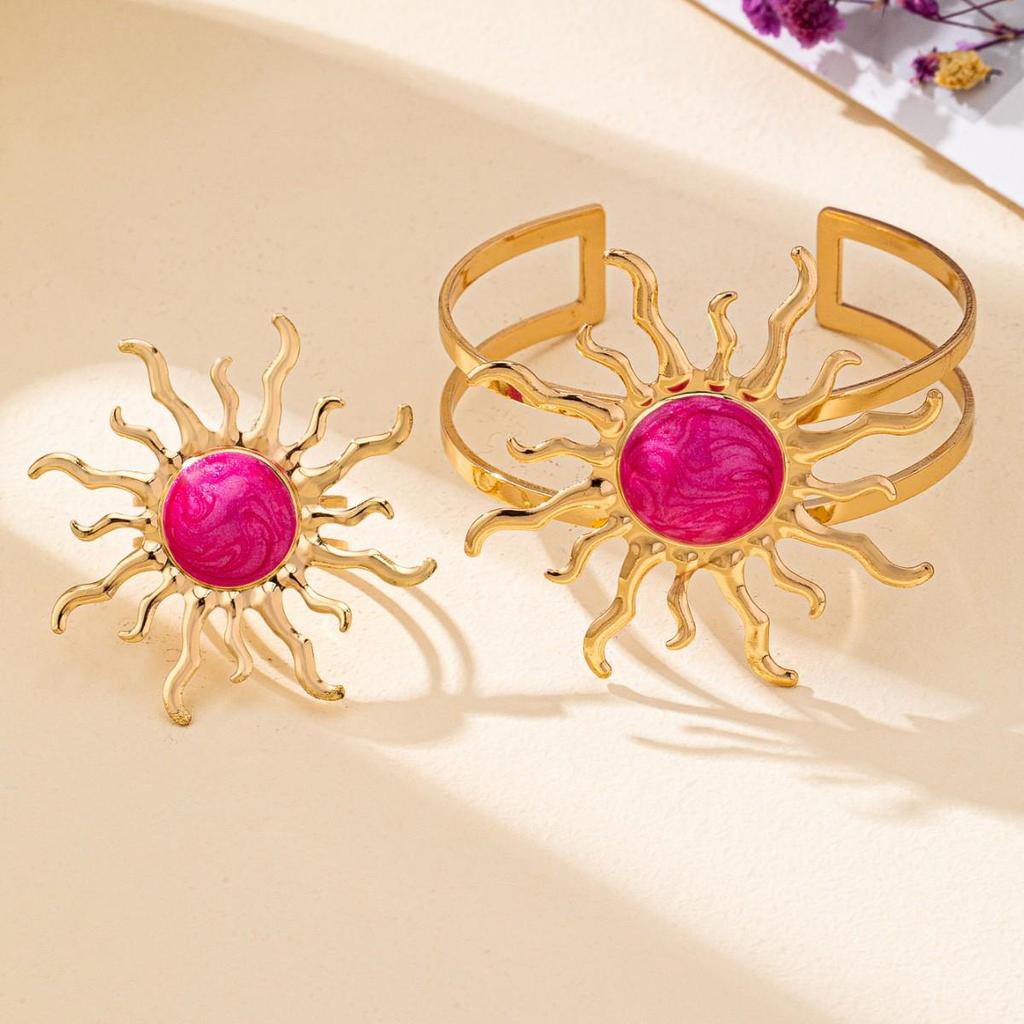 Elegant Sunflower Bracelet & Ring Jewelry Set for Women