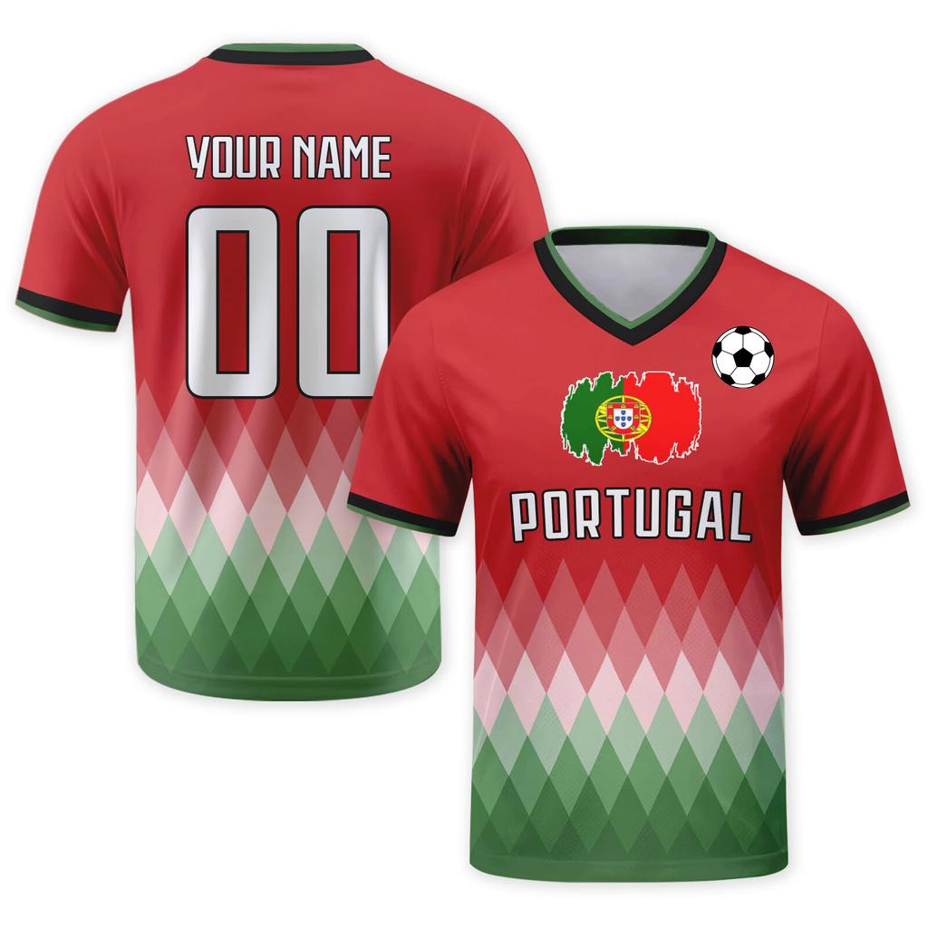 Customizable Soccer Jersey Shirt with V Neck Short Sleeves Pattern Front and Back Print for Sports and Team Use