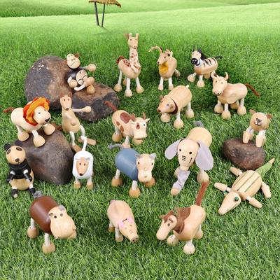 1pc Wood Animal Figurines Toy Figurines For Toddlers Tabletop Bendable Farm Animal Puppet Toy