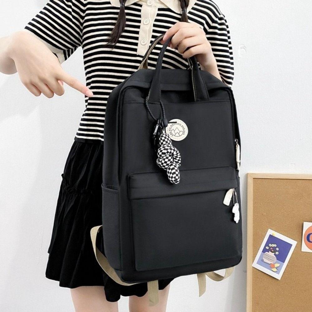 Lightweight Waterproof Women Backpack Large Capacity Solid Color School Bag Nylon Ergonomic Travel Backpack College Student