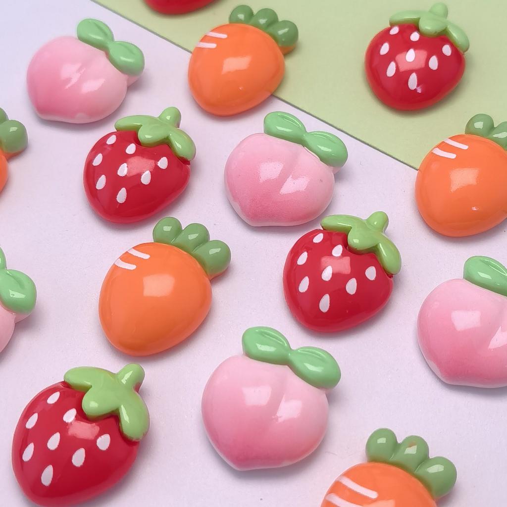 New Cute 100Pcs/Lot Strawberry Peach Carrots Resin Flatback Cabochons Slime Charms for Scrapbooking Phone Case Handmade DIY