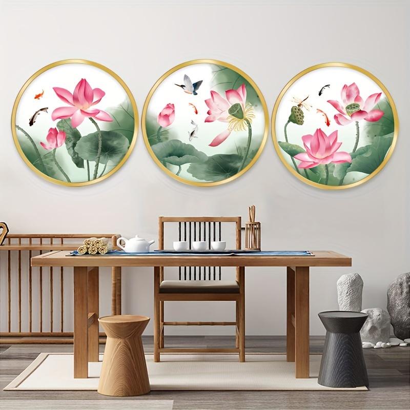 Creative Wall Sticker Chinese Style Lotus Flower Rich Deer Self-Adhesive Wall Stickers Entryway Living Room Porch Decoration Wall Decor Decals