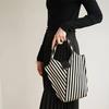 Striped Pattern Knitted Handbag Fashion Crochet Bag For Women Aesthetic Bucket Bag With Snap Button