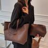 Soft Leather Tote Bag for Women 2026 New Large Capacity Casual Shoulder Handbags Solid Color Versatile Commuter Work Bags