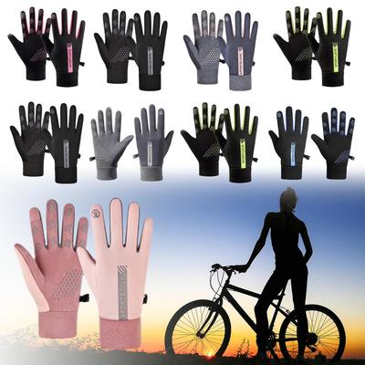 Autumn Winter Gloves Plush Warm Waterproof Touch Screen Long Finger Gloves Riding Driving Motorcycle Gloves For Men Women R8C9