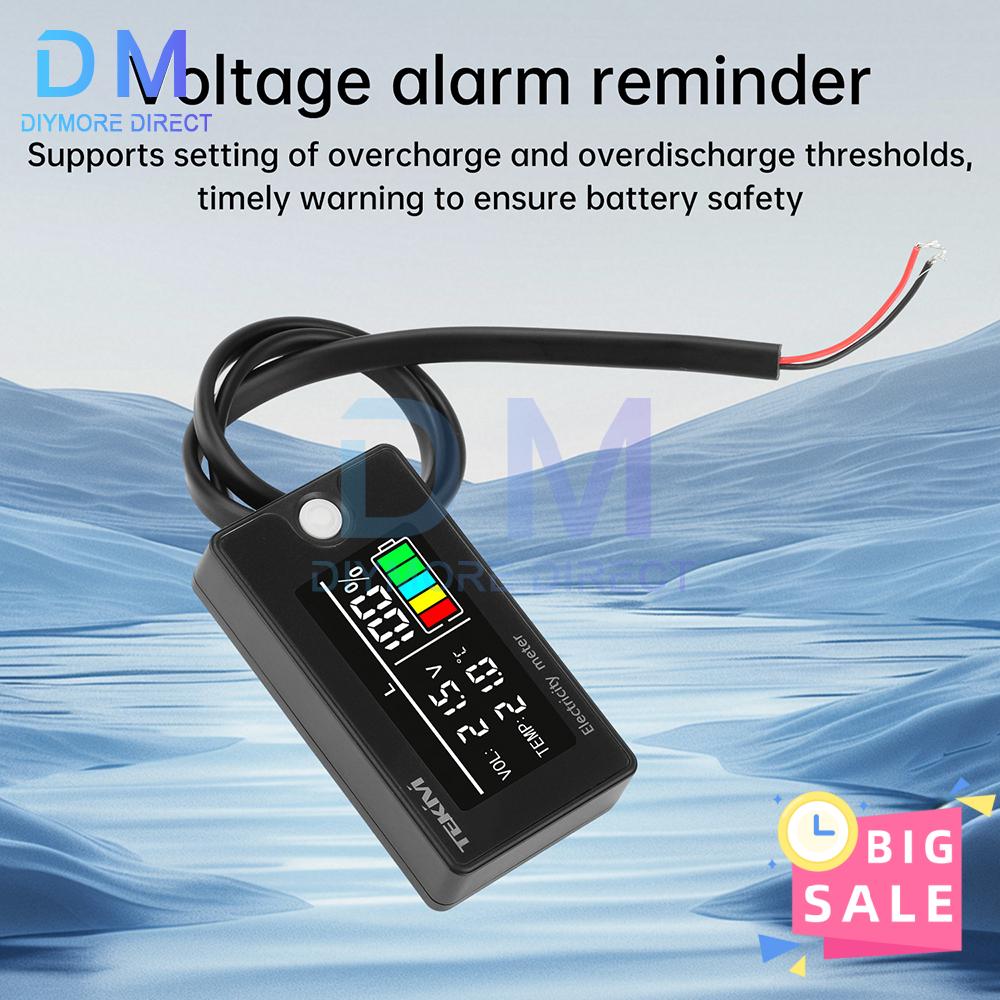 DC 8-100V Digital Battery Capacity Indicator Voltmeter LiFePO4 Lead-acid Lithium Battery Tester Meter with Temperature Display