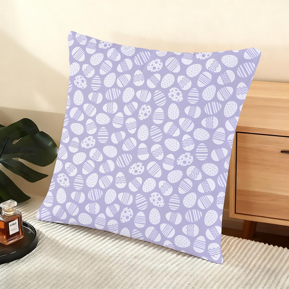 Happy Easter Cushion Cover Soft Short Plush Pillow Cover Smooth Cozy Texture Aesthetic Cushion Case Home Decor