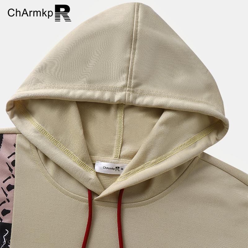 ChArmkpR Mens Long Sleeve Ethnic Print Patchwork Hooded Pocket Hoodies
