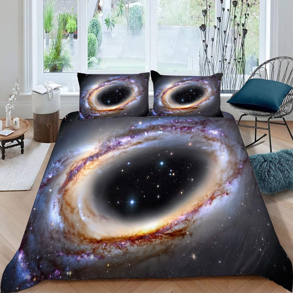 Black Hole Duvet Cover for Kids Boys Girls Teens Queen Lightweight Quilt Cover Galactic Storm Bedding Set Bedroom Decor No Quilt