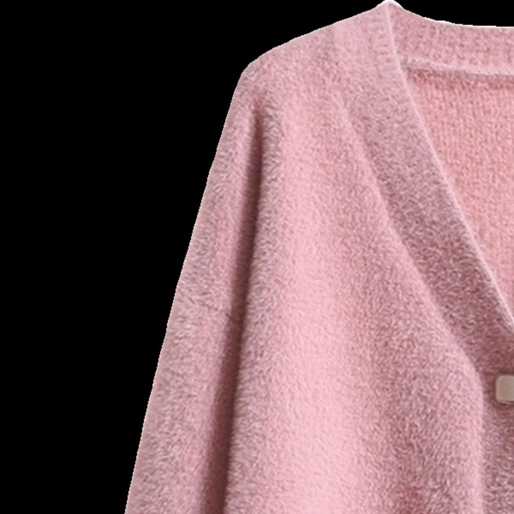 Imitation mink velvet knitted cardigan women's new Korean version autumn and winter versatile loose thickened medium and long outer sweater jacket