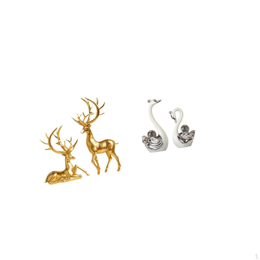 Elegant Resin Deer And Swan Figurine Collection Decorative Sculptures for Living Room Bedroom