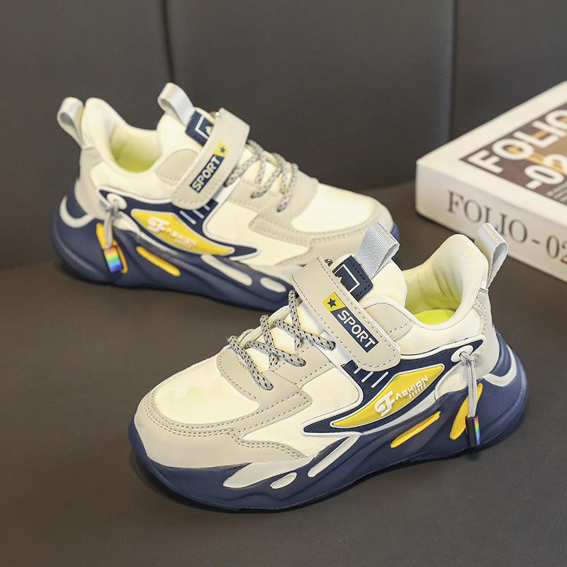 Hot-selling classmates Boys Spring and autumn leather surface breathable non-slip thick-soled students casual running children's sports shoes