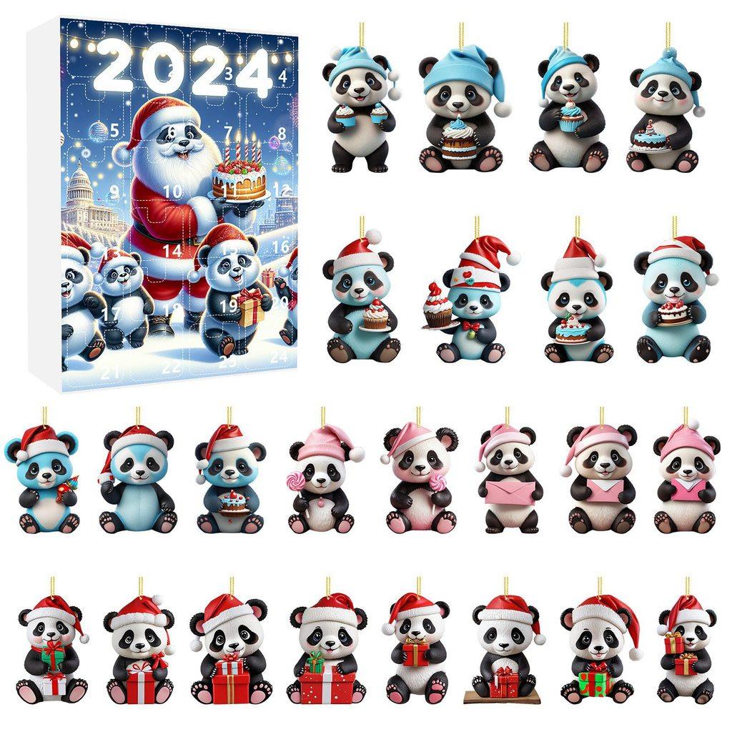Christmas Countdown Blind Box With Panda Hanging Decor For Holiday Gift Giving