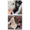 Korean Fashion Vintage Elegant Camellia Printed Square Scarf For Women