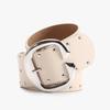 Hop Hip Inspired Women Leather Belt With Double Row Rivets And Large C Buckle