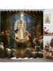 Christmas Shower Curtain Christma Holy Night Nativity Shower Curtain The Birth of Jesus Thatched Cottage Lamb for Xmas Christma
