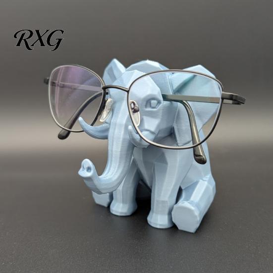 Living Room Ornament Elephant Shape Glasses Frame, 3D Printed Hand Carved Unique Table Holder, Decorative for Home Office Desk Intricately Decor