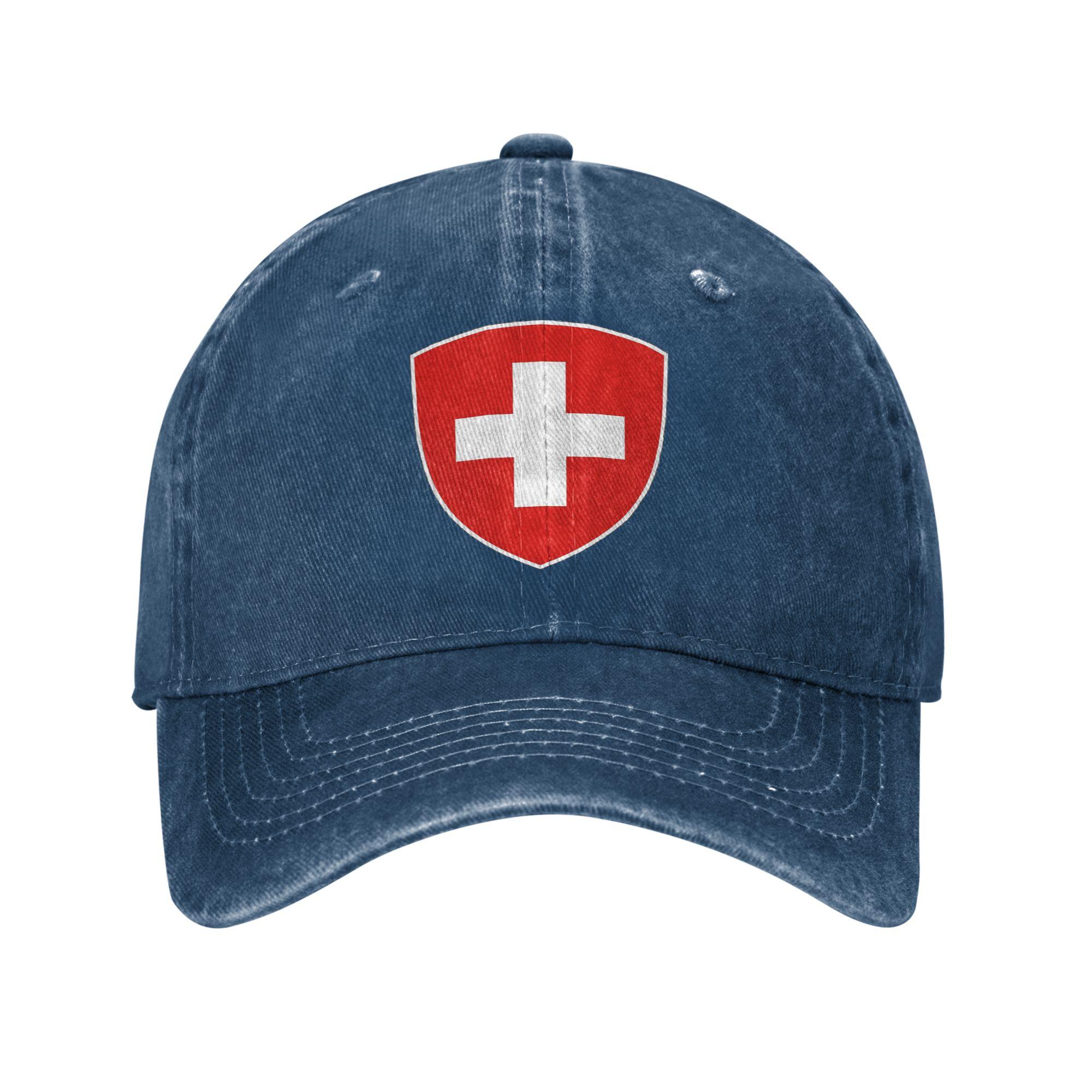 

Coat Of Arms Of Switzerland Flag Denim Cap Casual Baseball Caps Adjustable Hat Summer Unisex Baseball Hats One Size