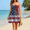 Women's Casual Strapless Sleeveless Dress Independence Day Print Summer Beach Dress Midi Length Lightweight Fabric