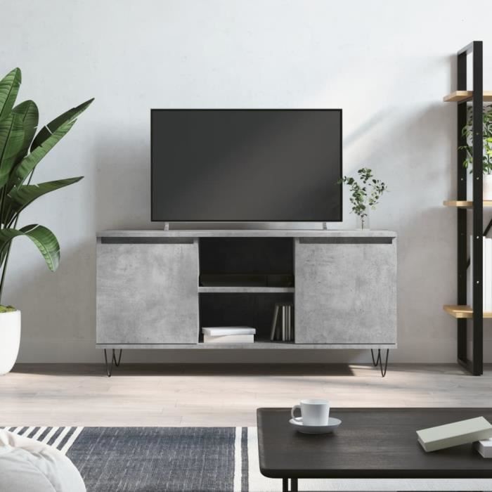 VidaXL Meuble TV gris béton 104x35x50 cm bois d'ingénierie 827016