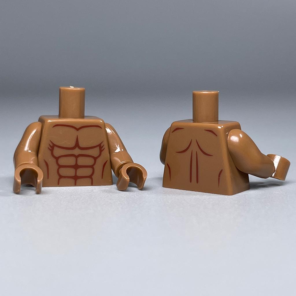 MOC Bricks dark skin 4cm Figure muscle beer Man torso belly Particles Assembled Building Blocks Children's Toys
