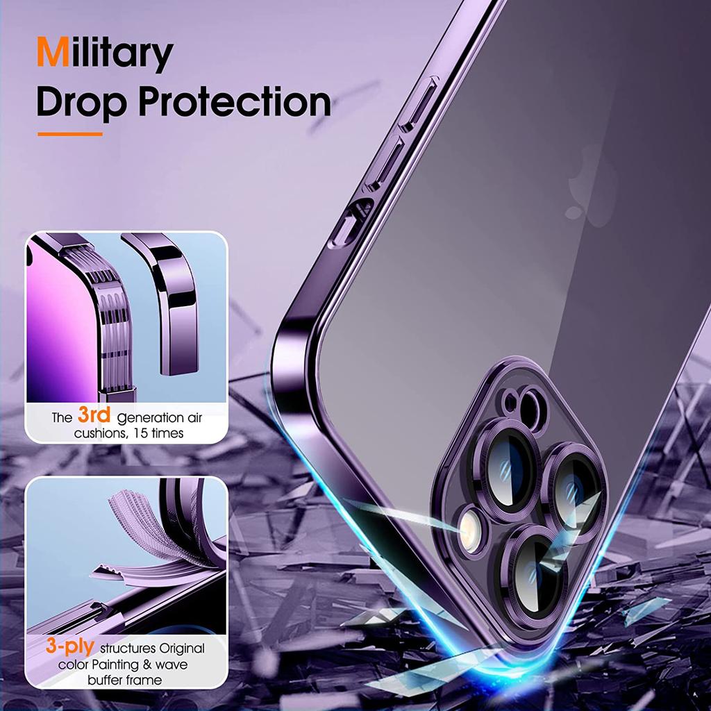 Coque de Luxe Transparente Pour iPhone 14 13 12 11 15 Pro Max Mini Carrée Silicone Souple X XR XS Max 8 7 Plus Coque Arrière Transparente