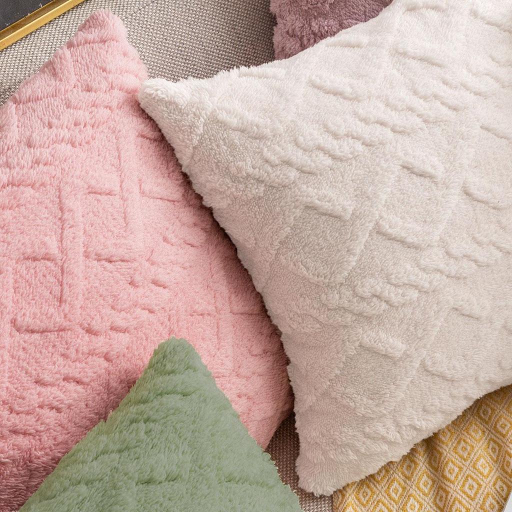 1pc, Soft  Plush Geometric Style Cushion Cover With Double Sided ,Home Decor, Bedroom,Living Room,18'' *18''/45cm* 45cm, No Pillow Core