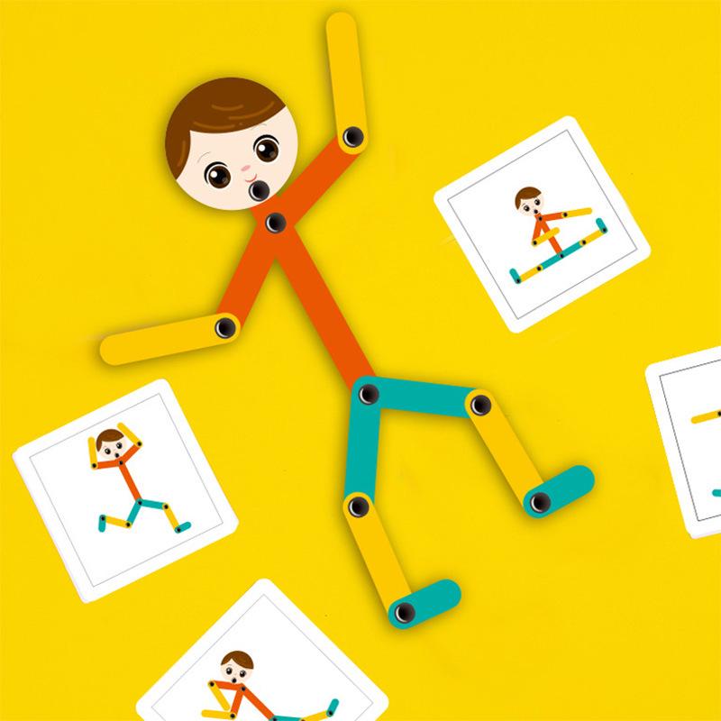 Children s Educational Folding Wooden Stickman Toy Game