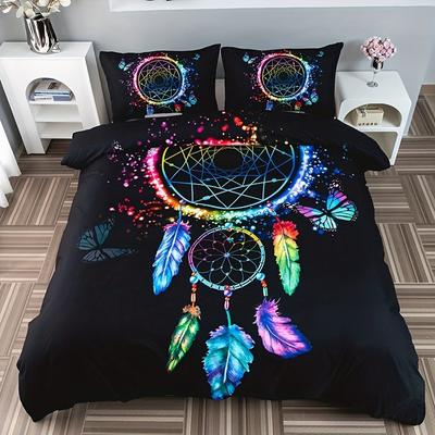 3pcs Dream Catcher Print Duvet Cover Set Soft and Comfortable Bedding for Bedroom Guest Room 1 Duvet Cover and 2 Pillowcases