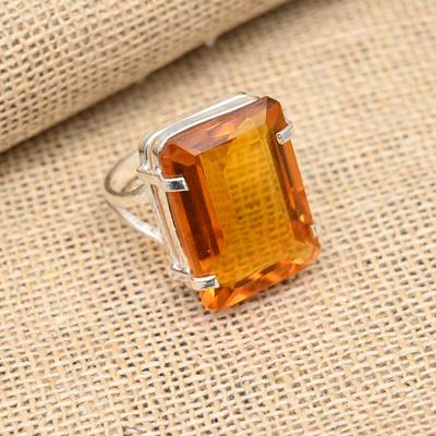 Anello gioielli fatti a mano in argento sterling 925 con pietra preziosa topazio miele, regalo per le donne