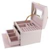 Artifical Leather Jewellery Box Beauty Case Holder Storage Organizer Light Purple