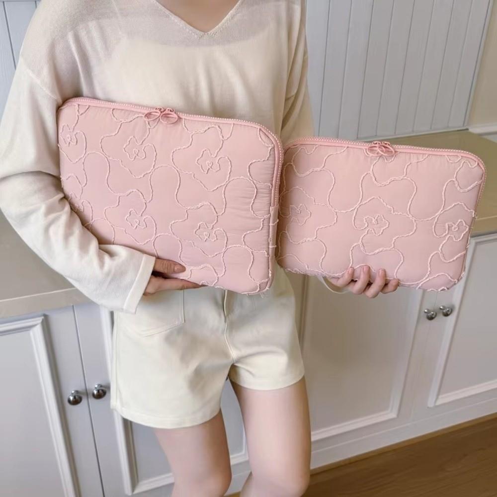 11/14 Inch Laptop Bag Embroidery Flower Soft Tablet Sleeve Case Shockproof Large Capacity for MacBook/iPad/DELL
