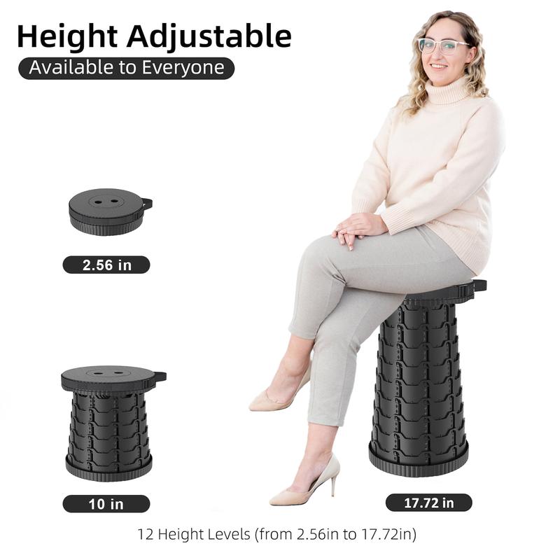 Upgraded Collapsible Stool Lightweight Portable Telescoping Stool with Load Capacity 400lbs ,Retractable Stool for Outdoor Fishing,Hiking,BBQ,Camping