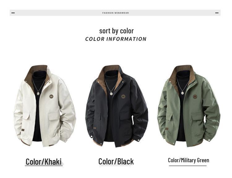 Trendy Men's Stand Collar Plus Size Street Style Jacket - Spring/Autumn Collection