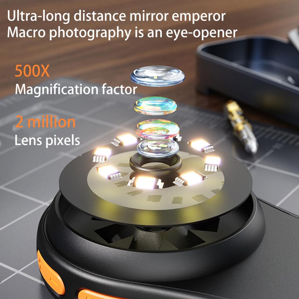Handheld Digital Microscope 2MP, Digital Microscope With 8 LED Lights, 500X Magnification, Handheld Magnifier