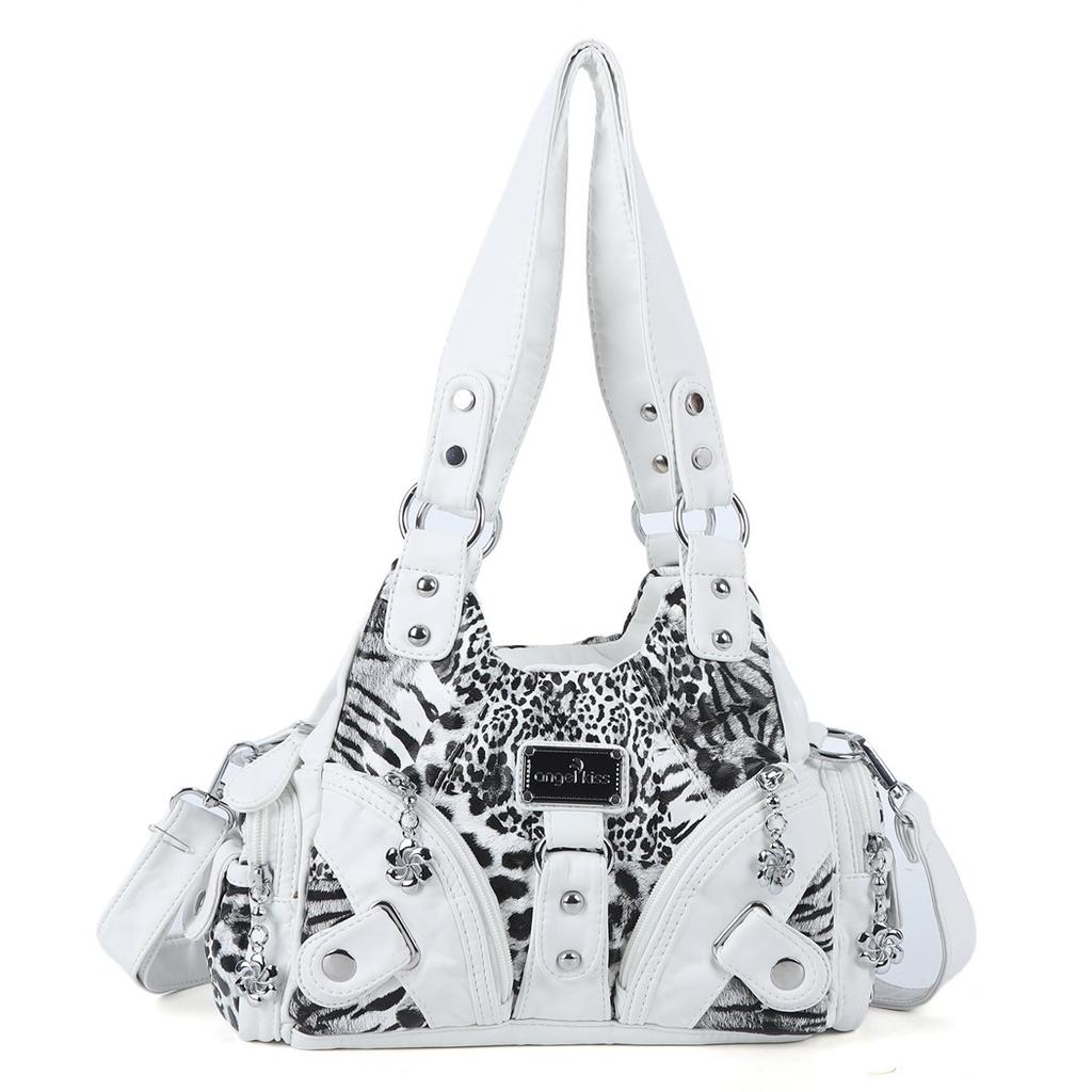 Angel Kiss Stil Retro Abgenutzte Leder Hobo Tasche, Edgy Y2K Umhängetasche Geräumige Schultertasche mit Mehreren Taschen für den Alltag