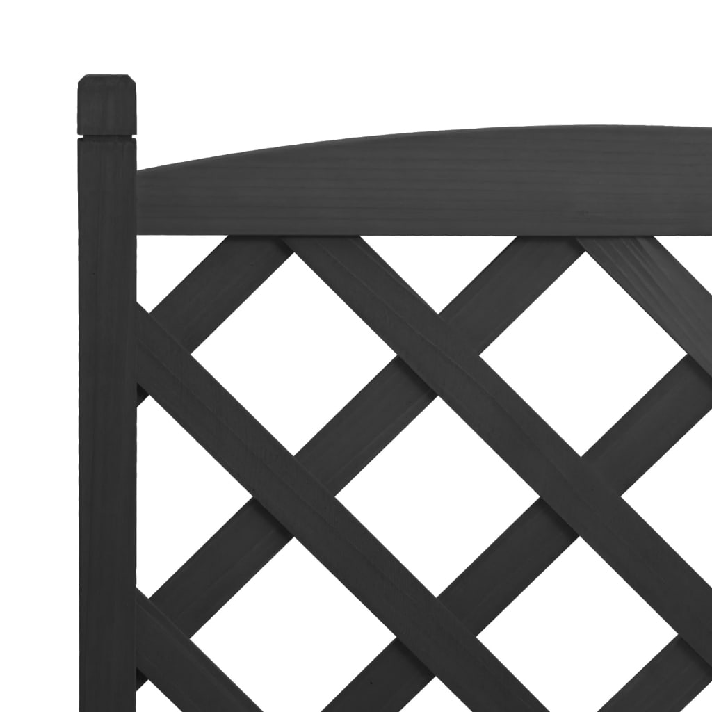 Vidaxl Planter with Trellis, Black, Solid Fir Wood
