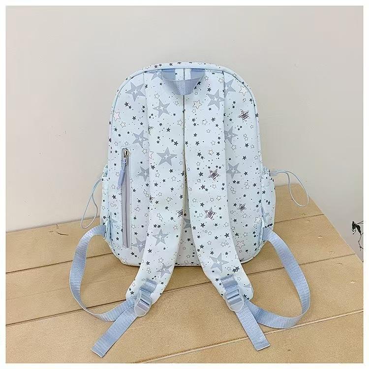 Schoolbag Backpack 1011 Summer Pure Sweet Wind Star Printed Backpack Fashion Korean Edition Large Capacity Campus Backpack