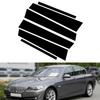 6PCS For BMW 5 Series F10 F11 F07 2010 2011 2012 2013-2016 Glossy Black Pillar Posts  Window Door Column B C Sticker Cover Trim