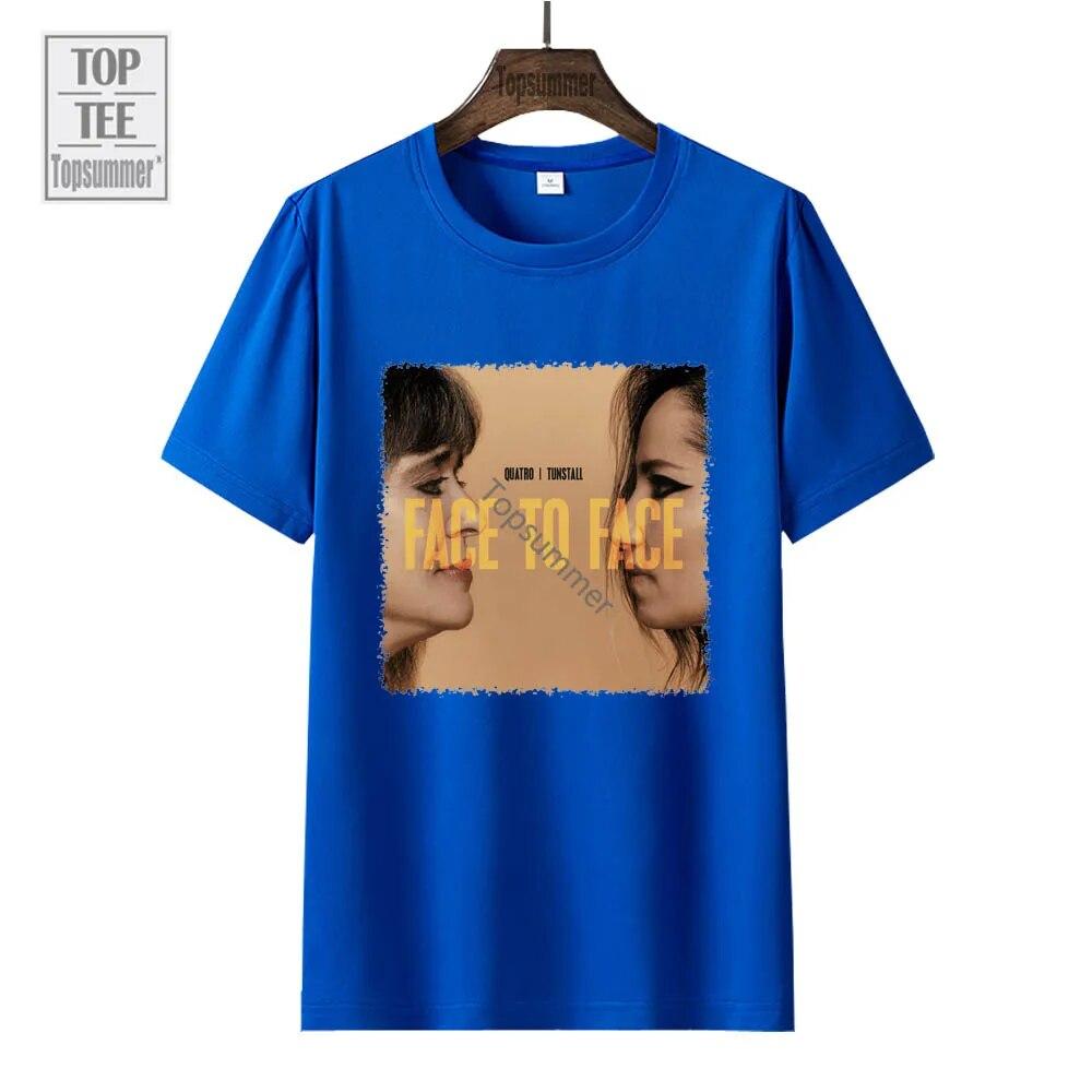 Face To Face Album T-Shirt Suzi Quatro Tour T Shirt Unisexs Rock Streetwear Graphic Print T Shirts Womens Cotton Tops Tees