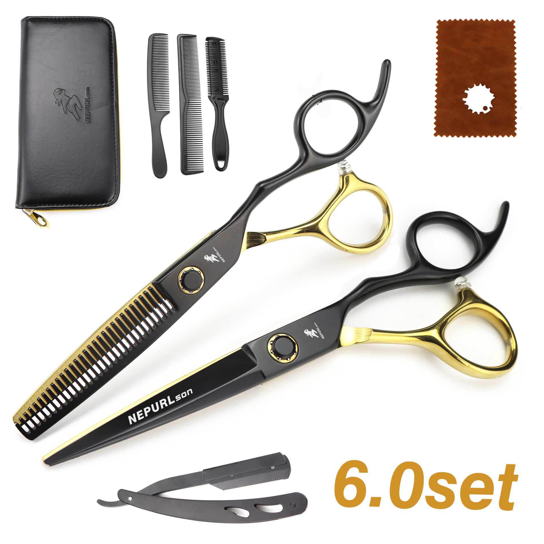Naipusen Black Gold Hairdressing Scissors & Thinning Shears Set