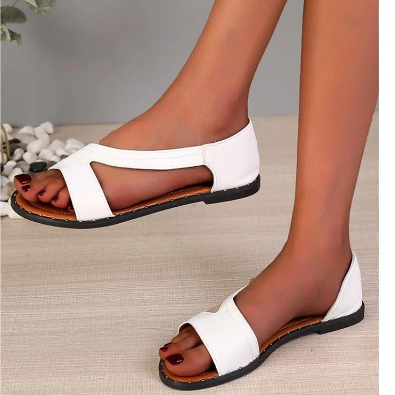 Мода 2024 Высококачественная обувь Женские сандалии без застежек Модные швейные — фото 4