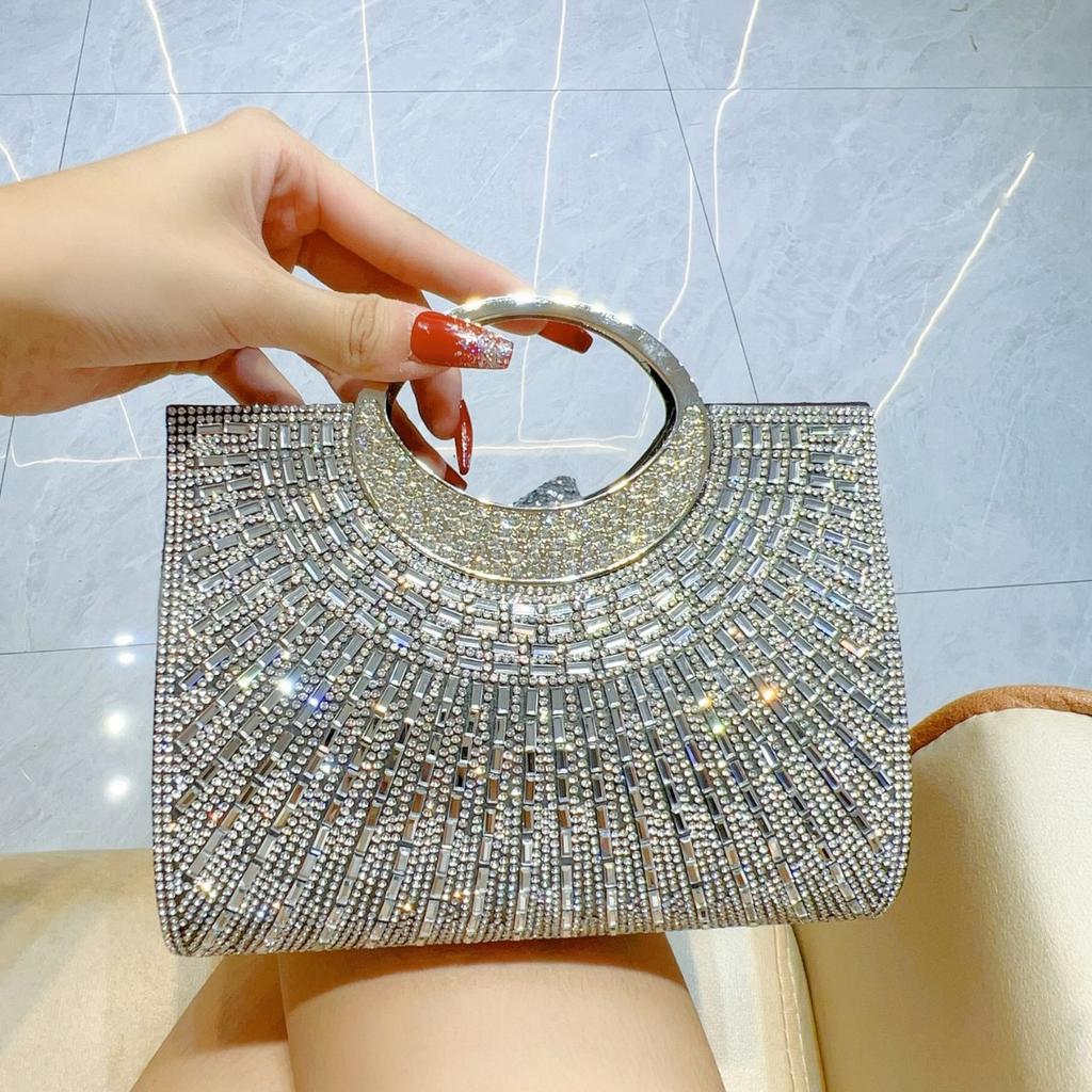 Kulatá kabelka Večerní kabelka Lesklá kabelka posetá diamanty Banketní kabelka Svatbení kabelka Párty kabelka