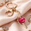 Zinc Alloy Keychain Pendant, Ballet Girl Shape Key Holder with Imitation Gemstones Rhinestones, Easy to Install Bag Charm